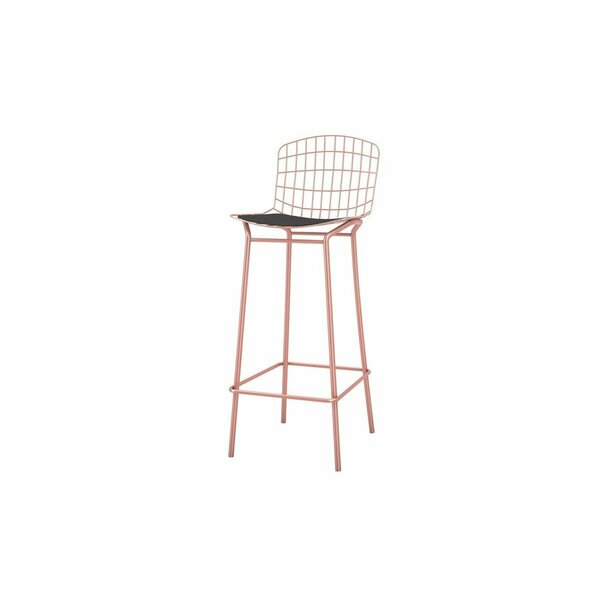 Celebracion Madeline Barstool with Seat Cushion in Rose Pink Gold & Black 41.73 x 16.53 x 20.86 in. CE2616462